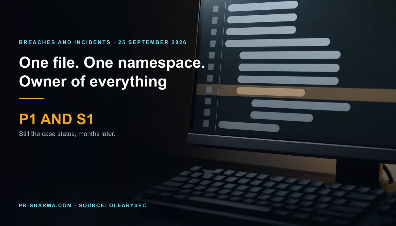 Editorial illustration for the briefing: Google's tracker says P1. Its panel says working as intended. The flaw makes a namespace user an org owner