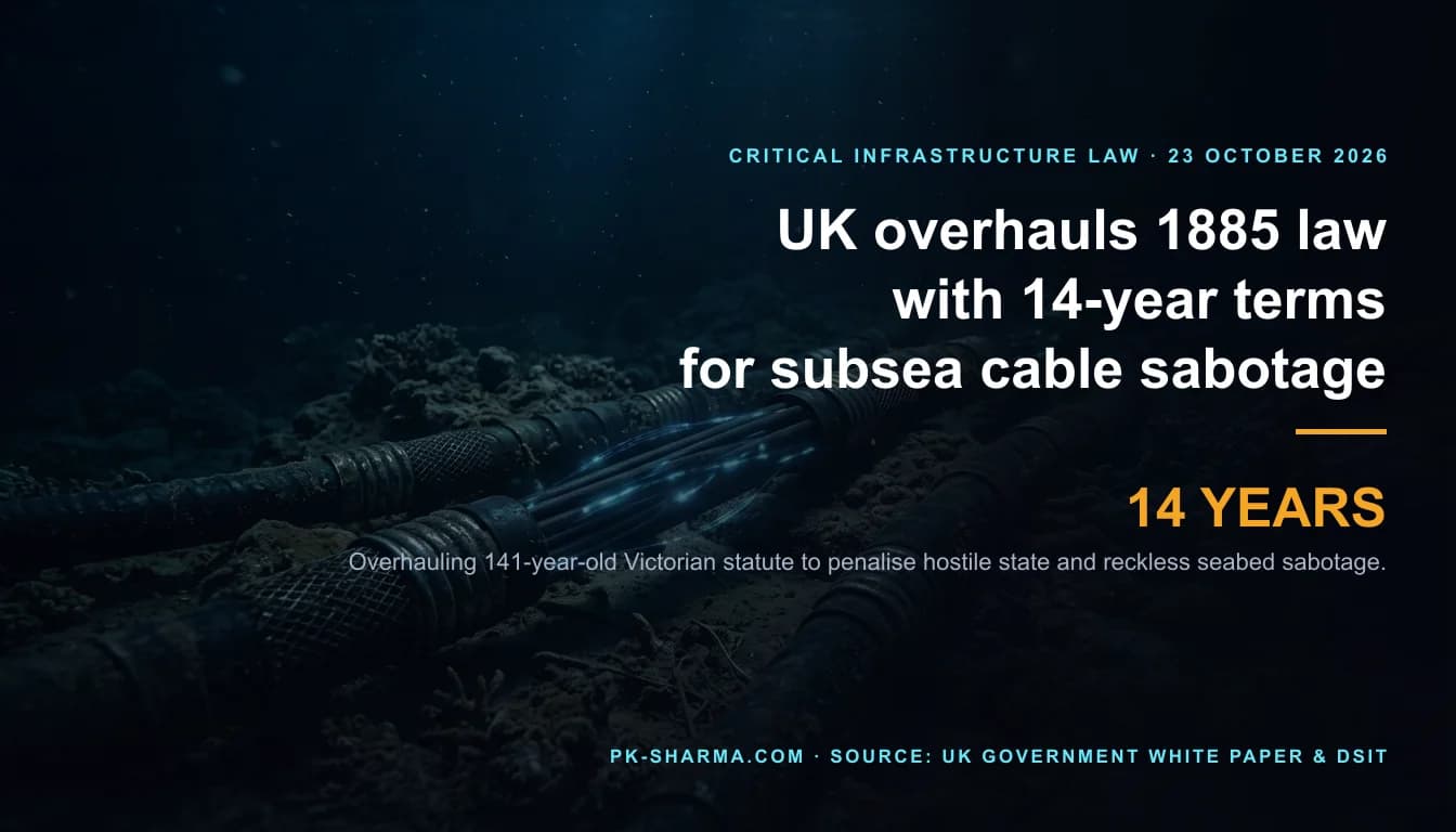 Dark cinematic underwater view of thick armoured subsea telecommunications fibre optic cables resting on the deep ocean seabed.