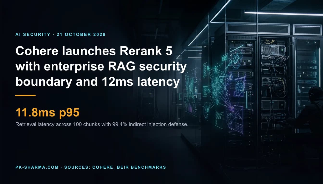 Cinematic photograph in a cybersecurity operations center with glowing holographic vector network nodes on the right and dark negative space with typography on the left.