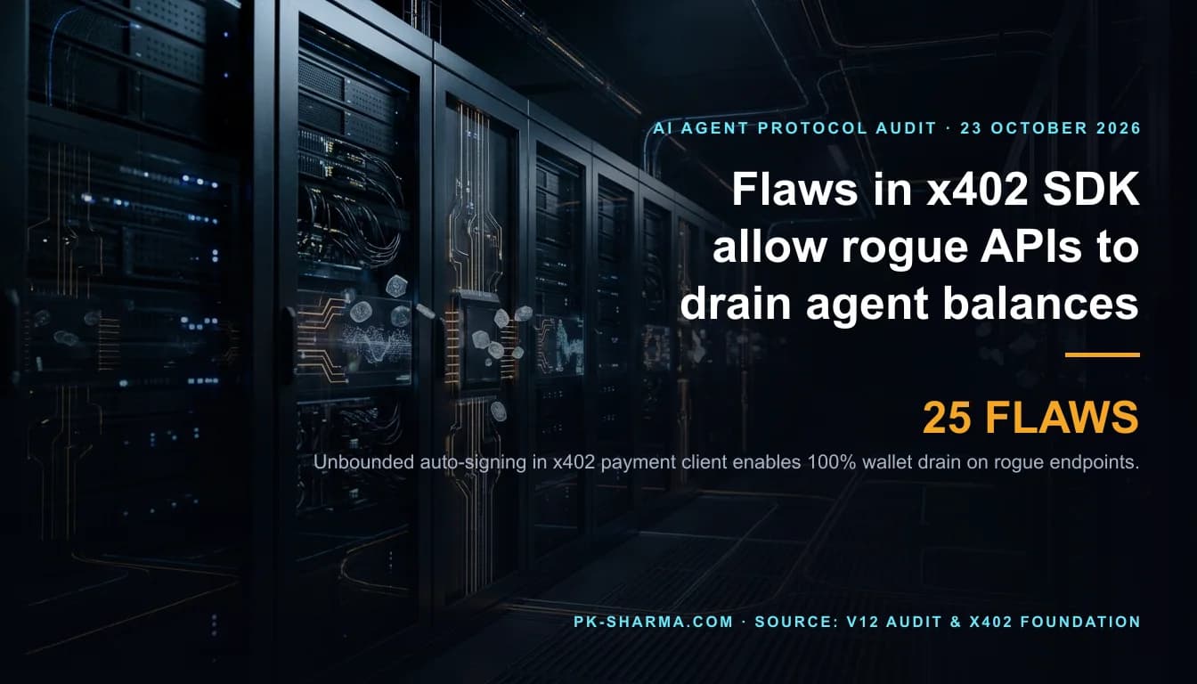 Dark editorial shot of futuristic server racks with illuminated cyan and amber cybernetic payment circuitry in a data centre.