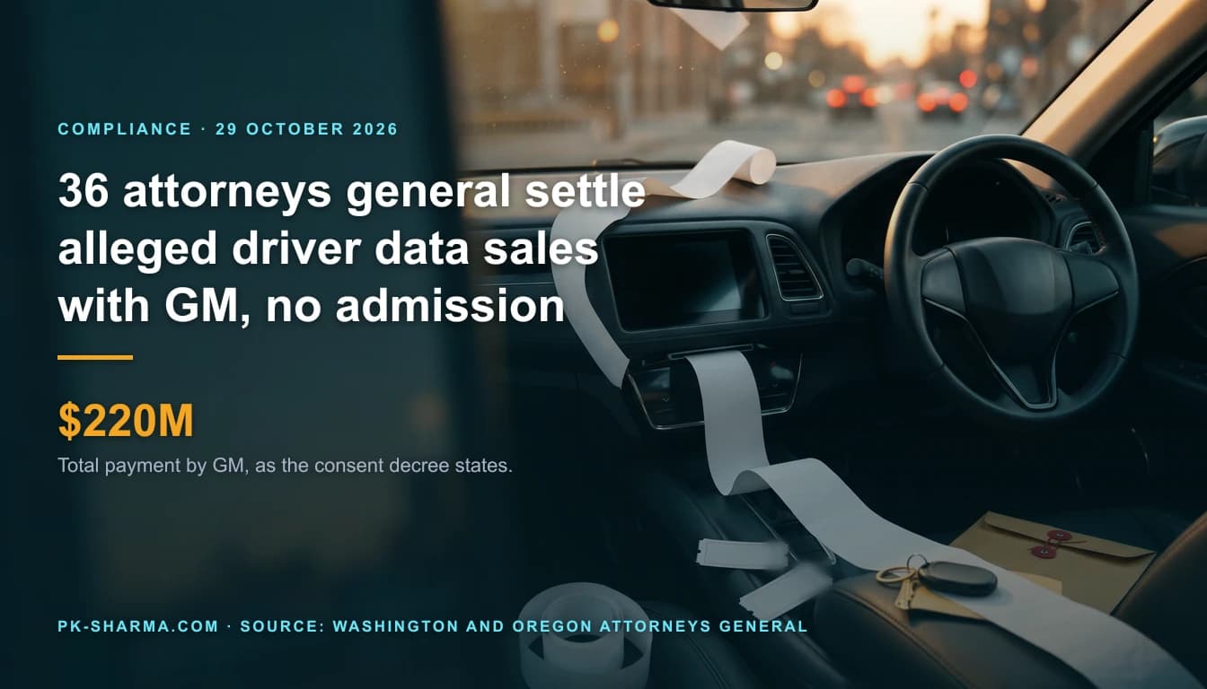 Dusk inside a car seen from the passenger door. A long ribbon of blank white receipt paper unspools from a slot under the dark infotainment screen, curls over the dashboard and across the centre console, and trails onto the seat past two blank ticket stubs, a key fob and a manila envelope. The left side carries the headline and the stat $220M.