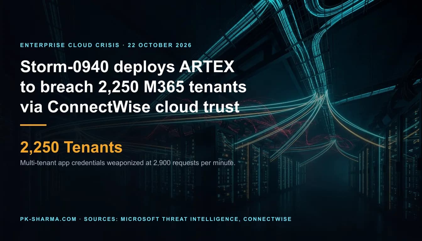 Dark enterprise cloud data center with optical fiber conduits and severed multi-tenant trust paths traced by glowing neural agent threads.