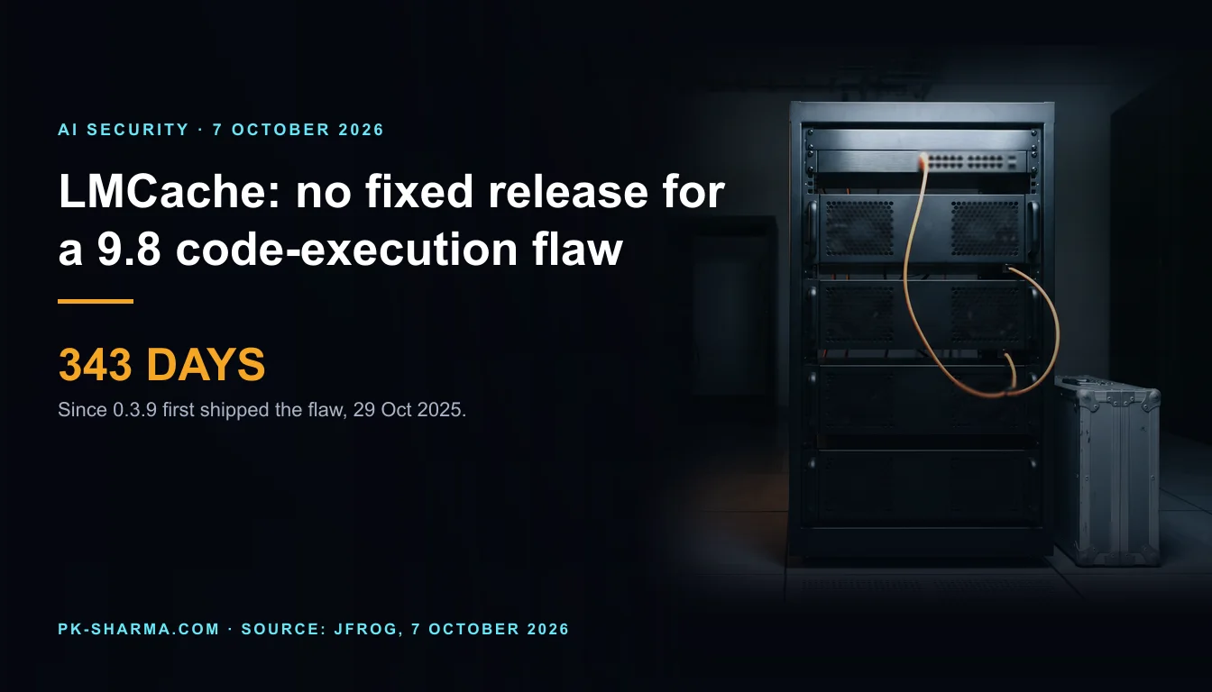 A dark server room with one equipment rack holding four black GPU servers under a flat network switch. One orange cable runs from a single switch port down the front of the rack and into a server, and a grey flight case stands beside the rack. There is no lettering and nobody in the room.