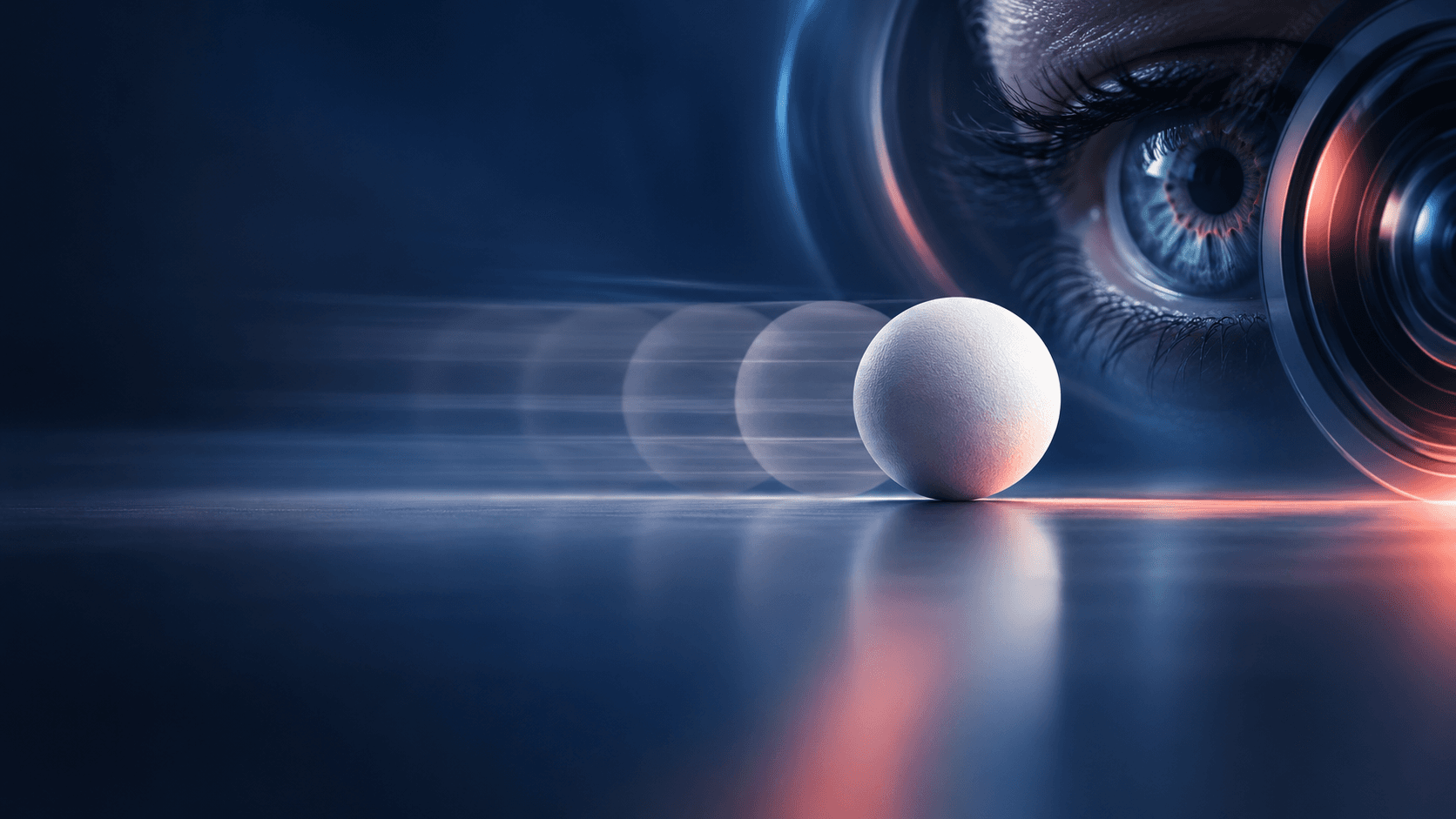 Editorial illustration of an eye facing a stationary object after motion.