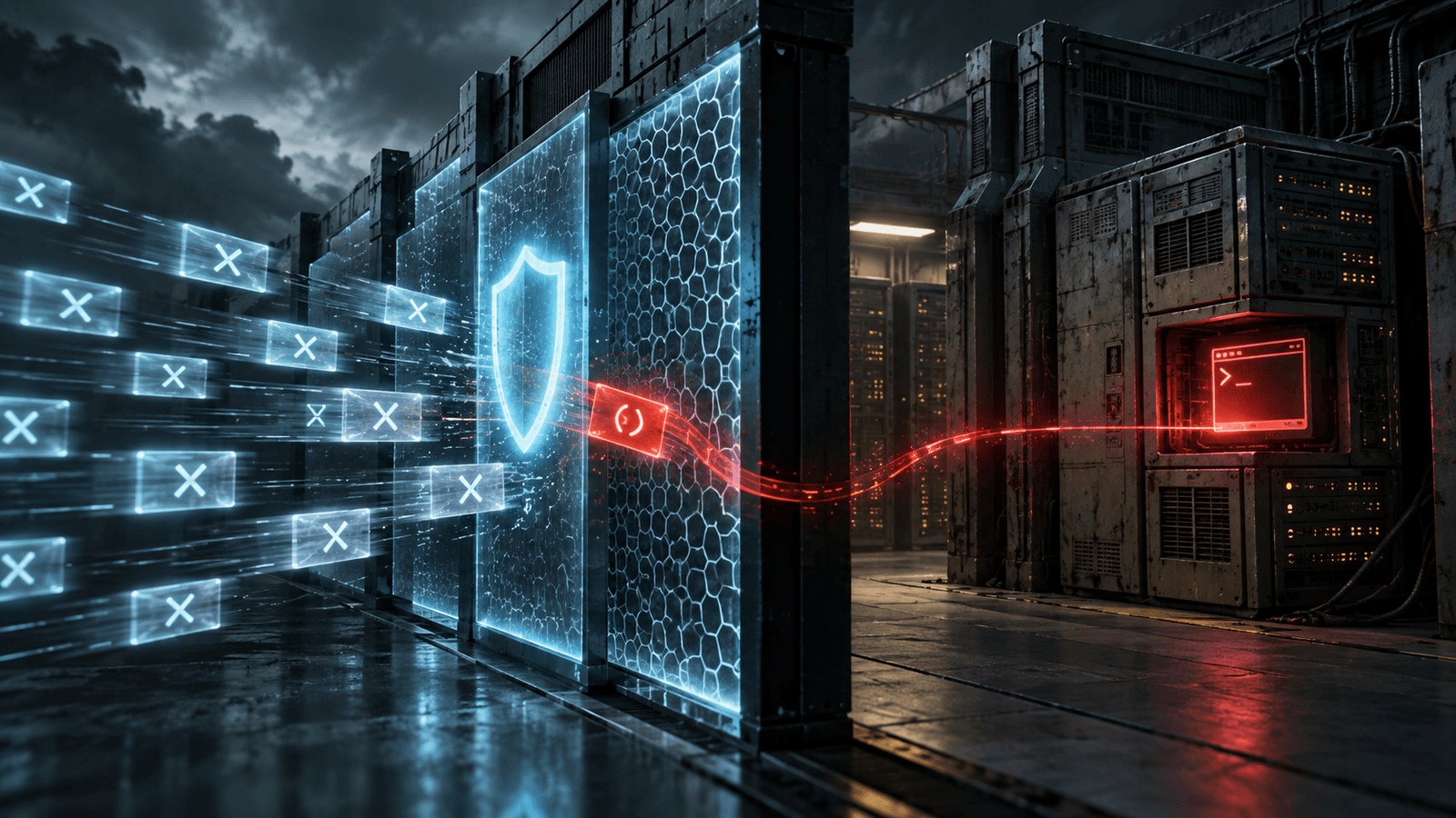 An encoded request slipping past a luminous web security gateway and reaching a legacy enterprise server.