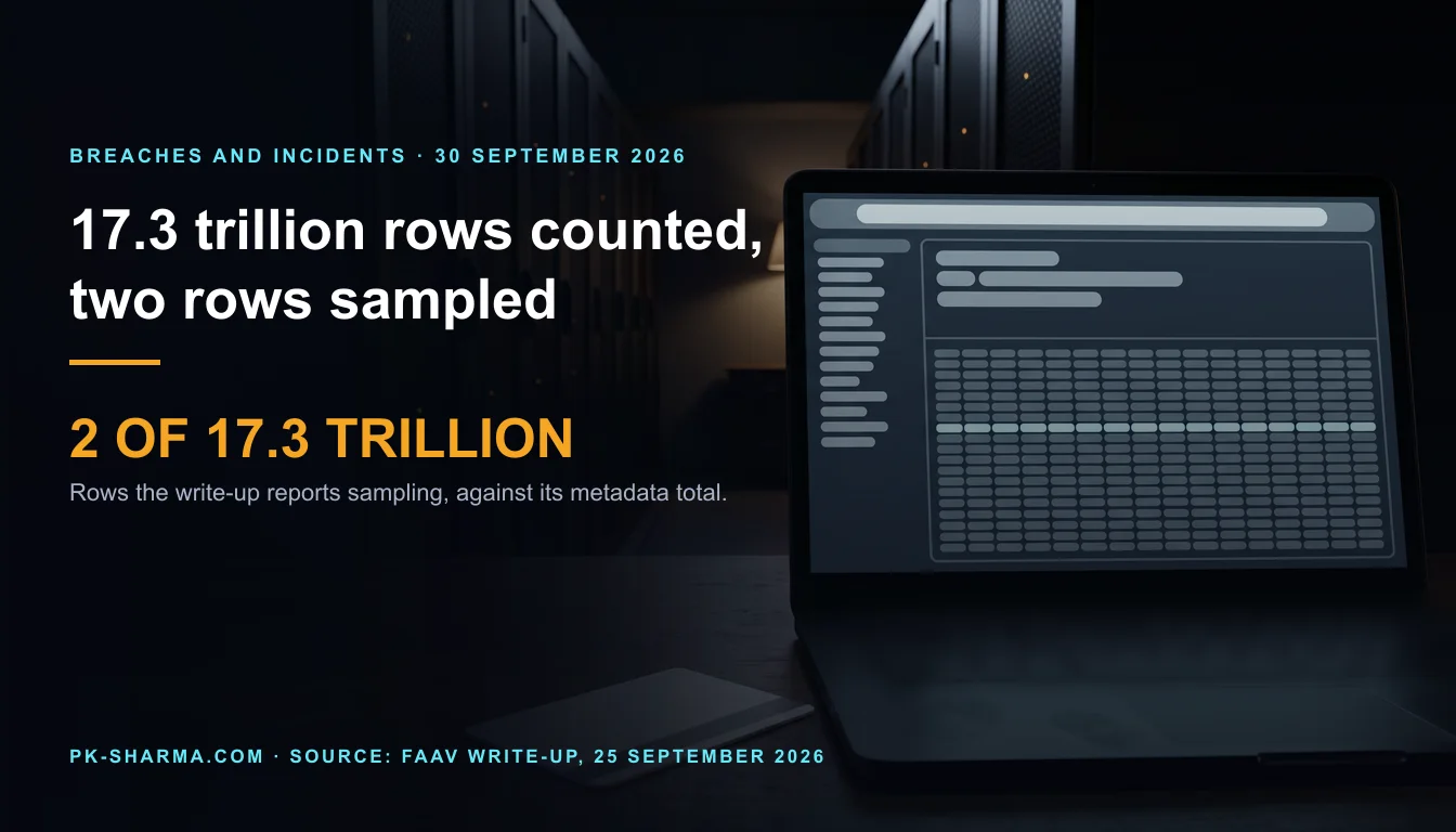 Editorial illustration for the briefing: Microsoft's Titan skipped the token signature check: 17.3 trillion rows counted, two sampled