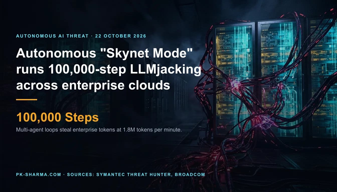 Futuristic enterprise AI infrastructure with crimson and purple neural filaments parasitically tapping into glowing cloud processor racks.