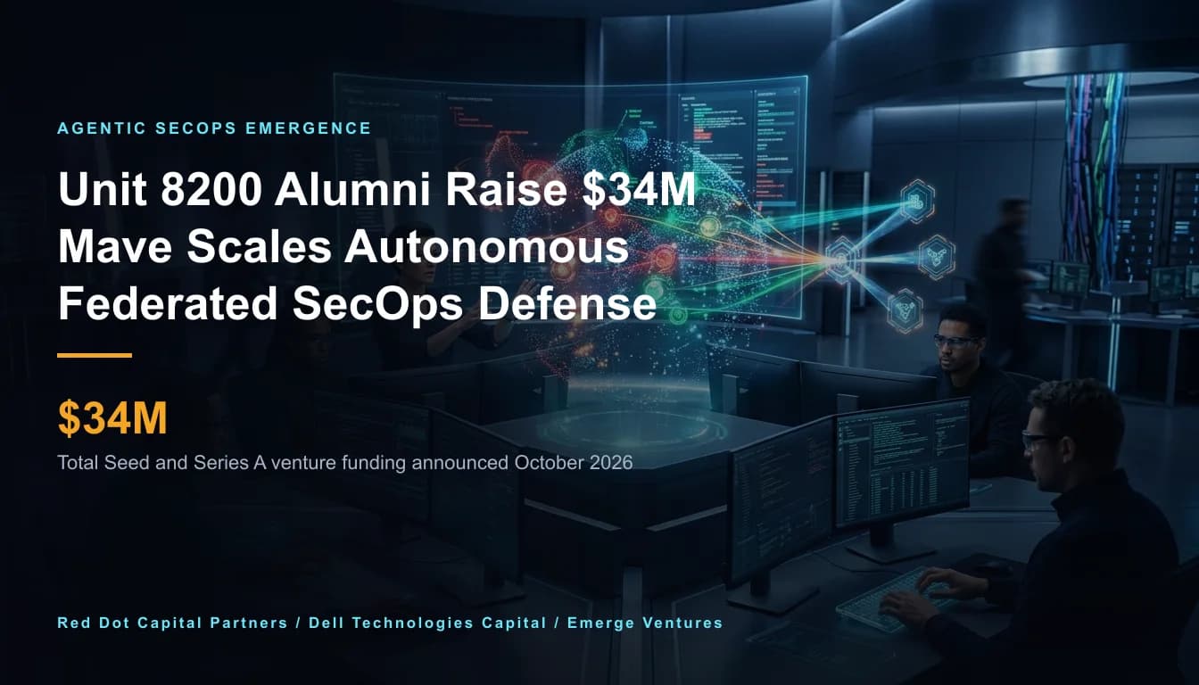 Editorial illustration for the briefing: Unit 8200 veterans raise $34M for Mave to scale federated agentic SecOps