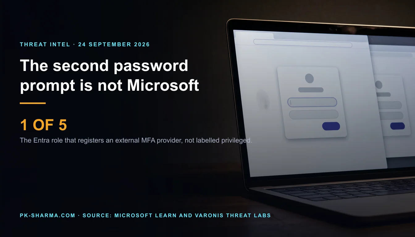 Editorial illustration for the briefing: Entra never sends the password to an external MFA provider. A rogue one can simply ask again