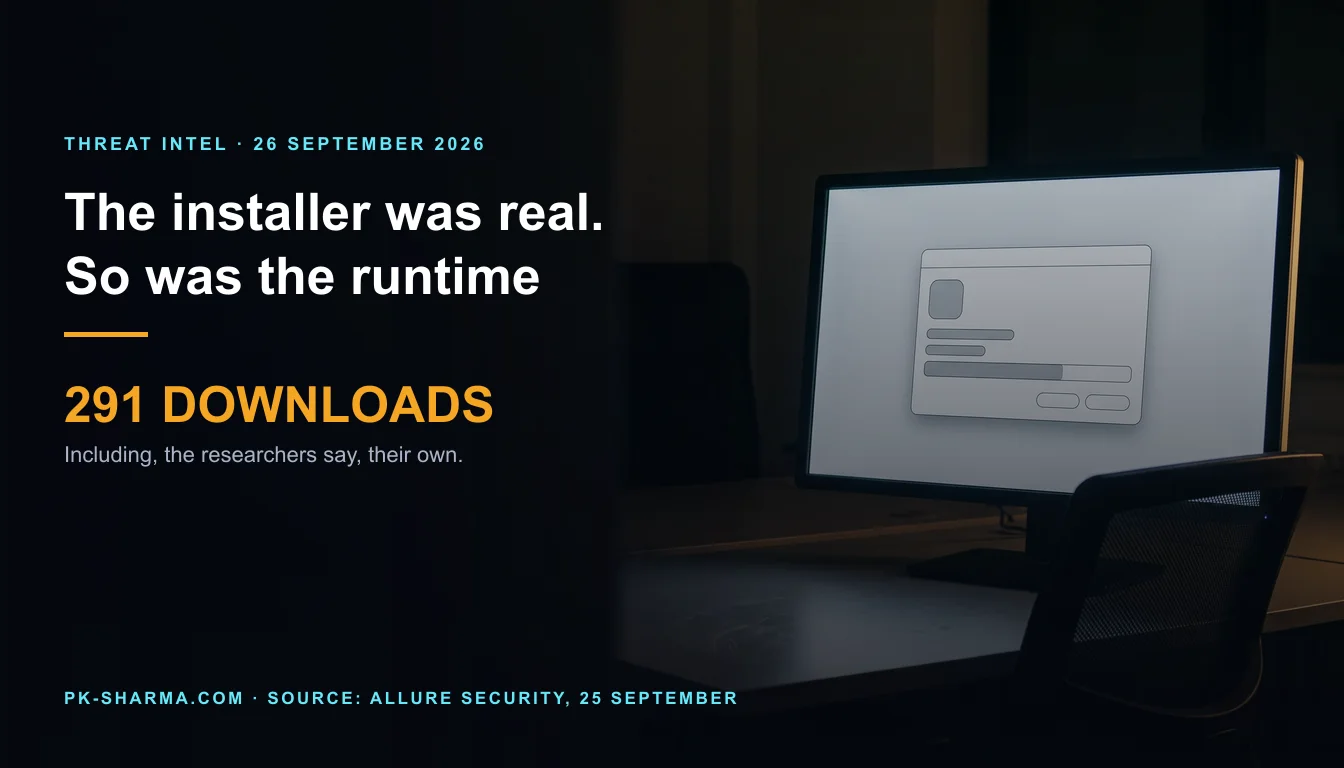 Editorial illustration for the briefing: Every link in this chain is a legitimate paid service. The only malicious artefact is a configuration
