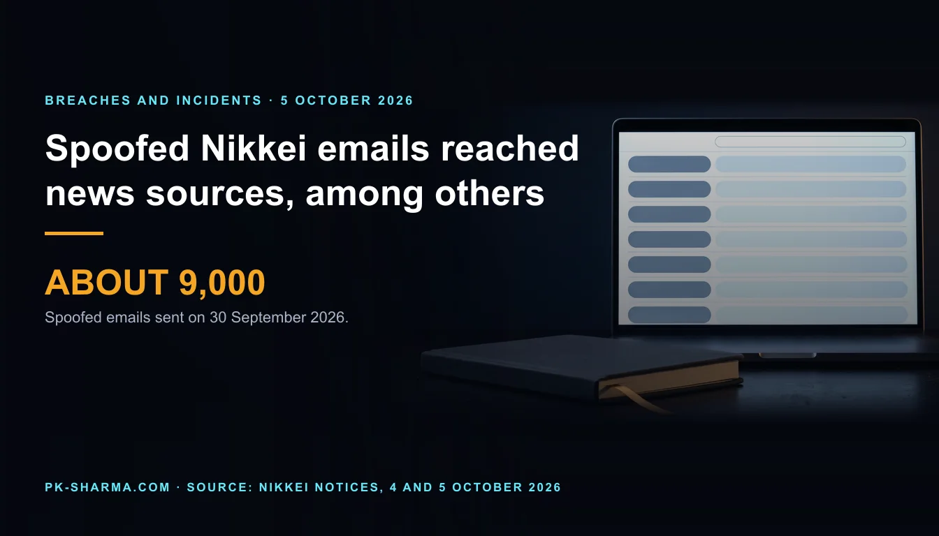 A quiet newsroom desk at night: an open laptop showing a contact list made only of blank rounded pills, and a plain closed notebook with one amber ribbon beside it. No people, no writing on the screen or the notebook.