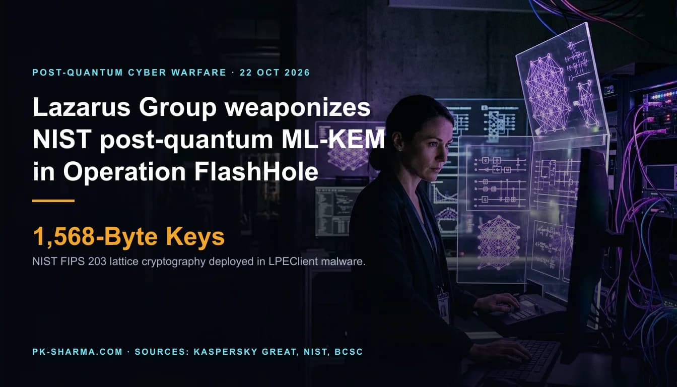 Cryptographic researcher in a dimly lit quantum computing lab analyzing glowing purple lattice structures and circuit schematics on translucent displays.