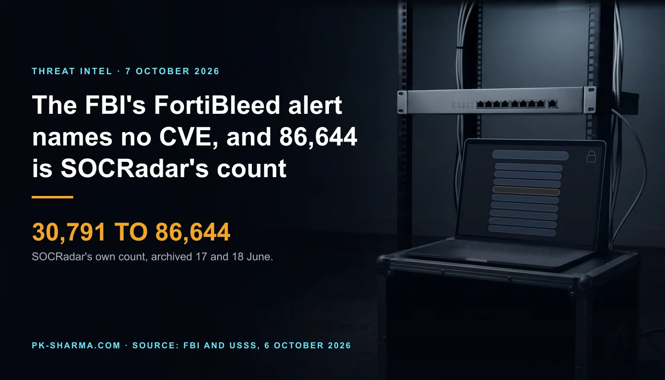 A dark network closet at night. On the right an open equipment rack holds one flat rack-mounted firewall appliance with a row of empty ports, and below it an open laptop on a black road case shows a list of nine blank rounded rows, one outlined in amber, with a small empty padlock outline in the corner.